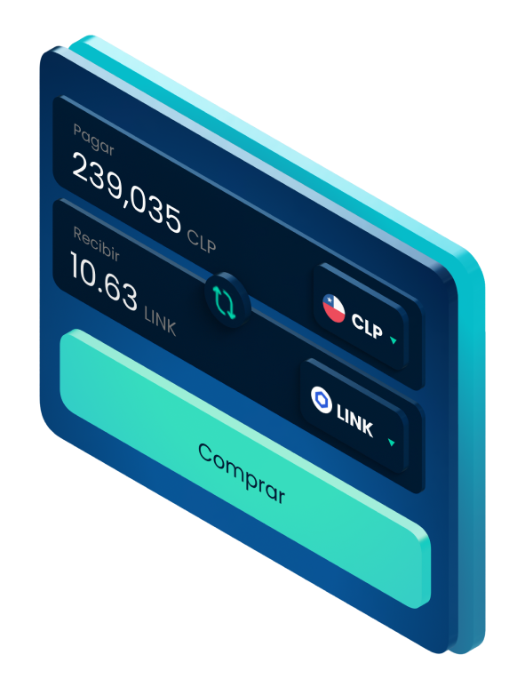 Ejemplo de una billetera Skipo mostrando una conversión de  Chainlink