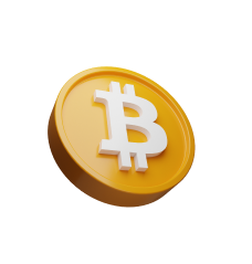 Moneda 3D con el símbolo de Bitcoin